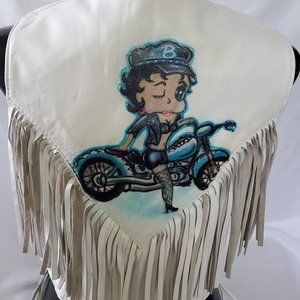 White Leather Betty Boop Riding Vest